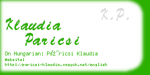 klaudia paricsi business card